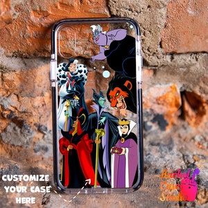 Disney Villains iPhone 16 Pro MagSafe Compatible Case, Evil Disney Leather iPhone 16 Pro Max Case, Cartoon Characters Black SiliconeCase