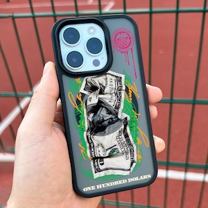 Dollarbiljet iPhone 17 Pro Max-hoesje, Money Art-telefoonhoes voor iPhone 16 met MagSafe, aangepast honderd dollar-hoesje Samsung S24 FE S25 Pixel