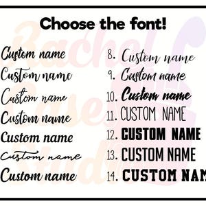 the font and numbers for a custom name