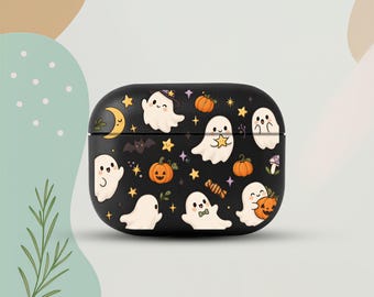 Cute Ghost AirPods 5 Eco Leather Case, Halloween Pumpkin AirPods Cover, Spooky Kawaii AirPods Case