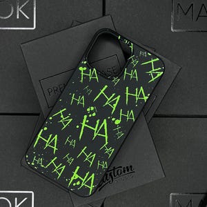 Joker Laugh iPhone Case, Graffiti HAHA MagSafe Phone Cover for iPhone 17 16 15 Pro Max, Comic Villain Design Samsung S24 FE S25 Ultra Pixel