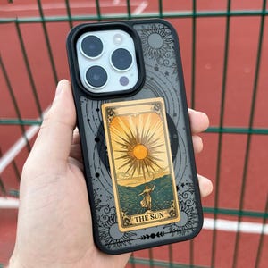 Funda Tarot del Sol para iPhone 16 Pro Max, funda con cartas del Tarot para iPhone 15 con MagSafe, funda personalizada Sol Místico para Samsung S24 FE S25