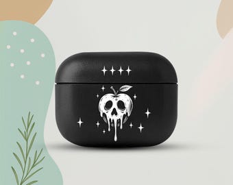 Poison Apple Skull AirPods 5 Eco Leather Case, Gothic Apple AirPods Cover, Dark Halloween AirPods Case