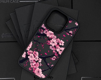 Cherry Blossom iPhone 17 Pro Max Case, Floral Sakura Phone Cover for iPhone 16 with MagSafe, Elegant Nature Design Case