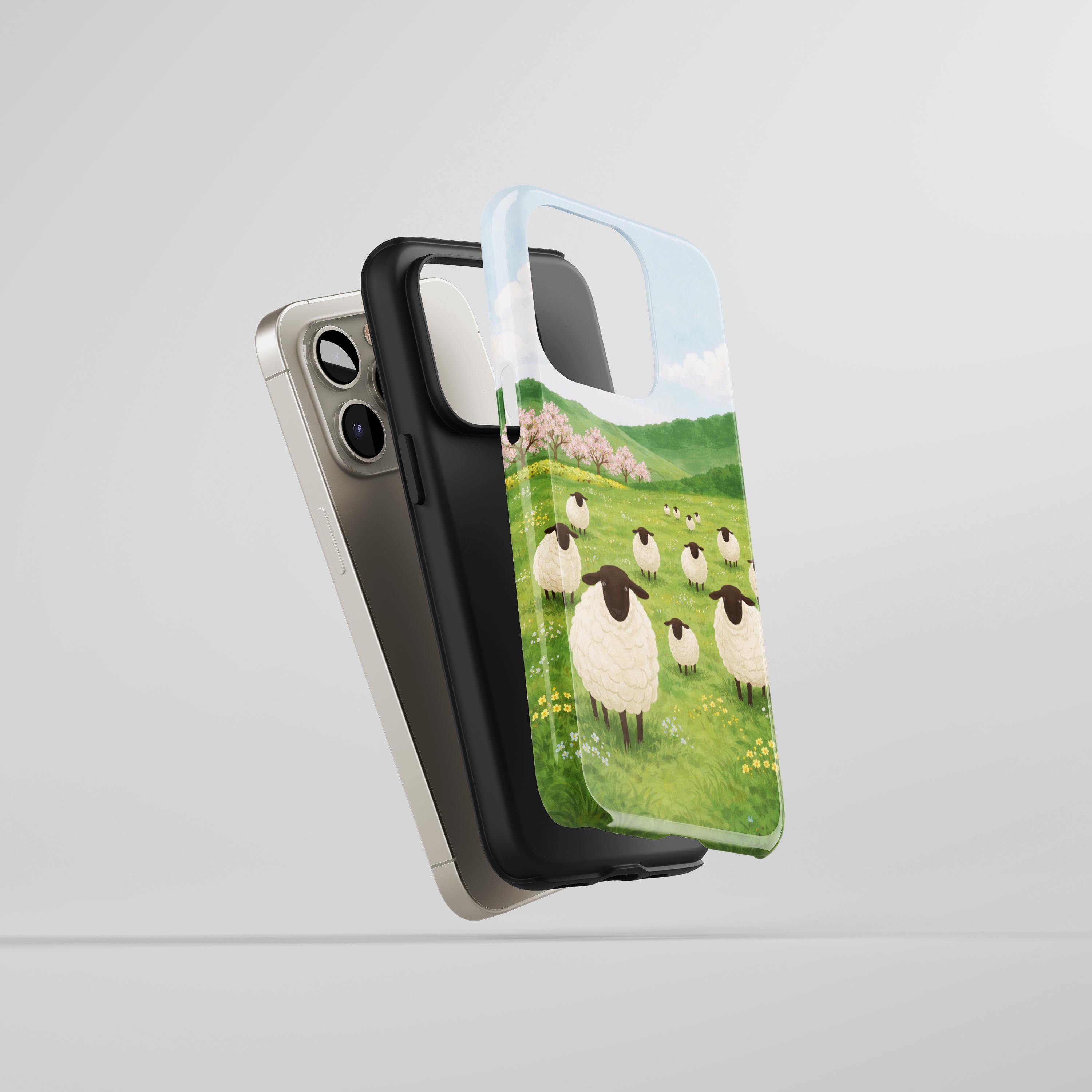 Sheep Case Sheep Meadow iPhone Case, Cute Farm Animal Phone Cover, Pastoral Spring ...