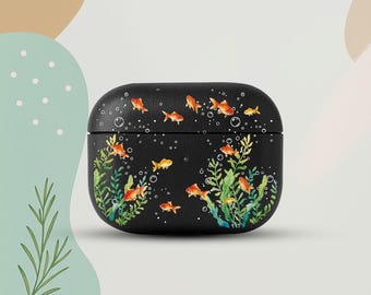 Goldfish AirPods 4 Eco Leather Case, Aquarium Fish AirPods Cover, Cute Underwater AirPods Case