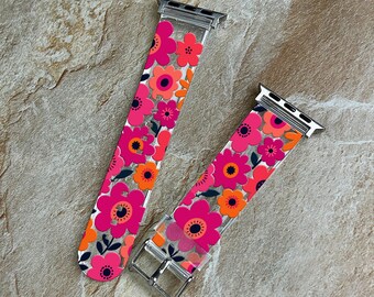 Retro Floral Apple Watch Series 11 Band 40 41 42mm, Pink Flower iWatch Strap 44 45 46 49mm, Groovy Daisy Watch Band