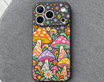 Magic Mushroom iPhone 18 Pro Max Case, Psychedelic Retro Cover for iPhone 17 Pro Max 16 15 MagSafe, Samsung S26 S25 Ultra Pixel 10 Pro