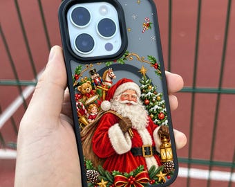Vintage Santa Claus iPhone 18 Pro Max Case, Victorian Xmas Cover for iPhone 17 Pro Max 16 15 MagSafe, Samsung S26 S25 Ultra Pixel 10 Pro
