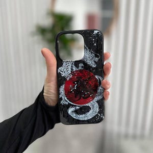 Weißer Drache iPhone Hülle, japanische Tinten Kunst Handyhülle für iPhone 16 15 14 Pro Max