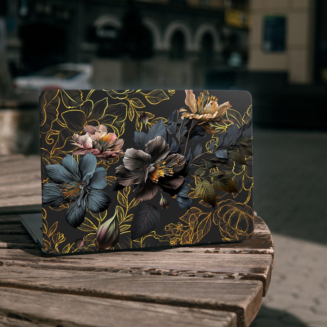Dark Floral MacBook Air 13" A2337 M1 M2 Case, Moody Flowers Hard Cover ...