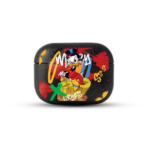 Crypto Duck AirPods Pro Eco Leather Case, Rich Cartoon Personalized AirPods Cover, Graffiti Street Style AirPods Case