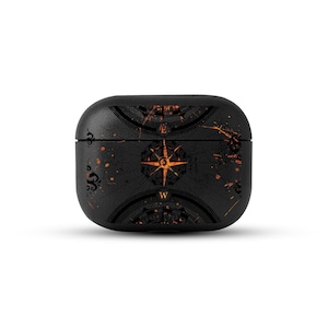 Funda de cuero ecológico con brújula para AirPods Pro, funda personalizada con navegación vintage para AirPods, funda rústica con mapa para AirPods