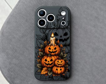 Halloween Pumpkin iPhone 18 Pro Max Case, Jack O Lantern Phone Cover for iPhone 17 with MagSafe, Spooky Autumn Design Case