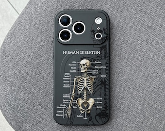 Human Skeleton iPhone 17 Pro Max Case, Anatomy Study Phone Cover for iPhone 16 with MagSafe, Medical Student Gift