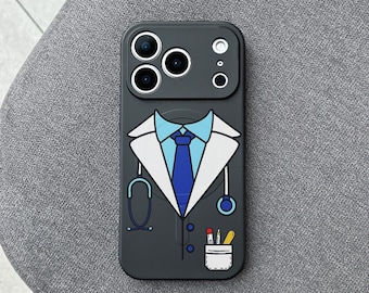 Doctor Uniform iPhone 17 Pro Max Case, Medical Outfit Phone Cover for iPhone 16 with MagSafe, Doctor Gift Idea