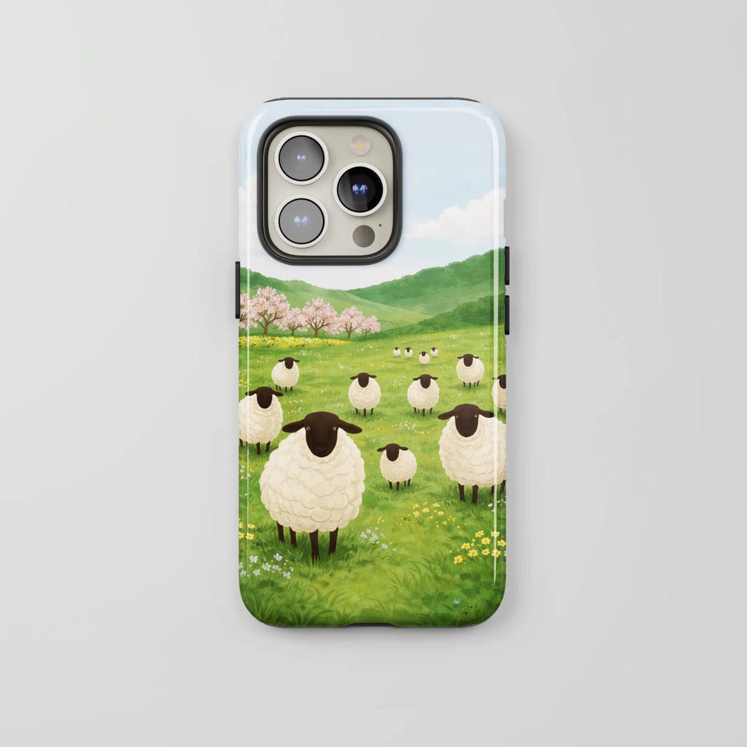 Sheep Case Sheep Meadow iPhone Case, Cute Farm Animal Phone Cover, Pastoral Spring ...