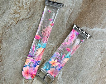 Tropical Reef Apple Watch Series 11 Band 40 41 42mm, Ocean Fish iWatch Strap 44 45 46 49mm, Coral Floral Watch Band