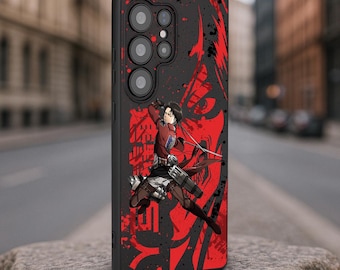 Attack Titan Red Galaxy S25 S24 Case, Anime Soldier Phone Cover for Samsung Galaxy S25 S24 S23 S22 Ultra Plus, Manga Action Galaxy FE Case