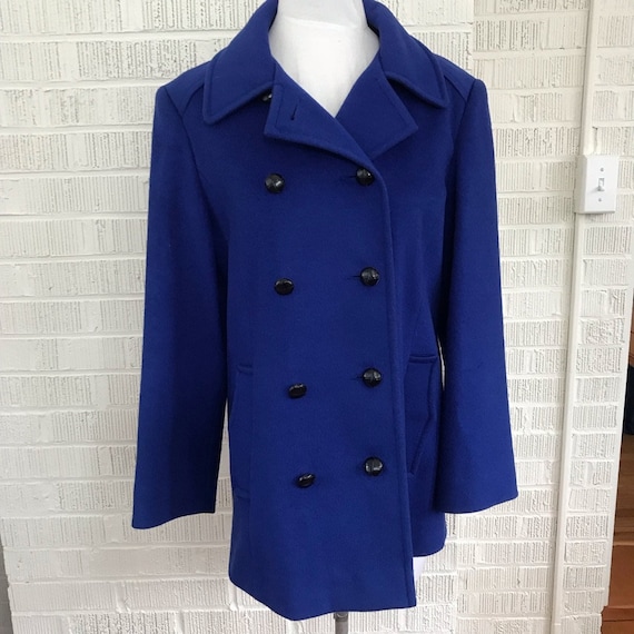 Vintage union made cobalt blue pea coat size 8