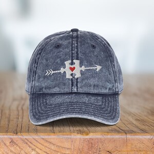 Autism Awareness Hat • Vintage Autism Puzzle Piece Cotton Twill Cap • Autism Mom Gift • Custom Autism Gifts
