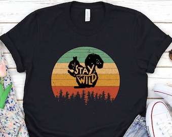 Stay Wild Squirrel T-Shirt: Retro Wildlife Tee