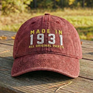 95th Custom Birthday Embroidered Hat • Born in 1931 Headwear Gift • Personalized Cotton Twill Cap