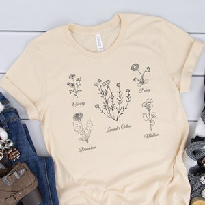 Wildflowers Collection Shirt ∙ Dandelion Flower Shirt ∙ Lavender Flower Shirt ∙ Daisy Flower Shirt