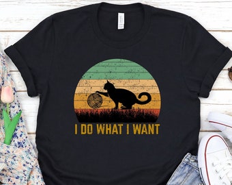 I Do What I Want Cat T-Shirt - Vintage Style Unisex Tee