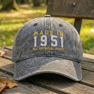 75th Custom Birthday Embroidered Hat • Born in 1951 Headwear Gift • Personalized Cotton Twill Cap