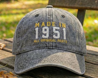 75th Custom Birthday Embroidered Hat • Born in 1951 Headwear Gift • Personalized Cotton Twill Cap