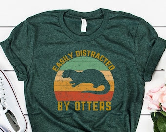 Easily Distracted by Otters, Otter Lover Shirt, Funny Gift for Otter Lover, Retro Vintage Otter Shirt