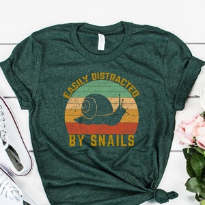 Easily Distracted by Snails, Snail Lover Shirt, Funny Gift for Snail Lover, Retro Vintage Snail Lover Shirt