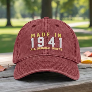 85th Custom Birthday Embroidered Hat • Born in 1941 Headwear Gift • Personalized Cotton Twill Cap