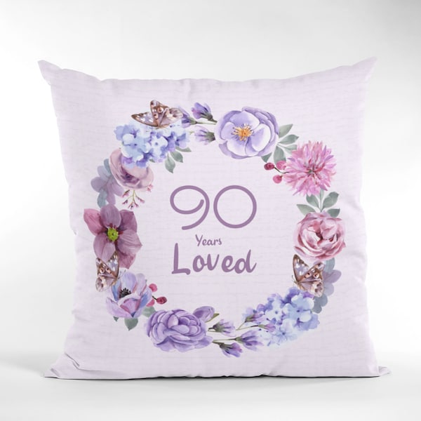 90th Birthday Gifts for Women • 90 Year Old Female • 90 Years Loved Since 1932 • Decorative Throw Pillows for Grandma • Great Grandma Gift