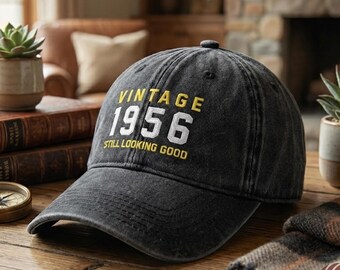 Vintage 1956 Birthday Hat • 70th Birthday Gift • Personalized Embroidered Cap