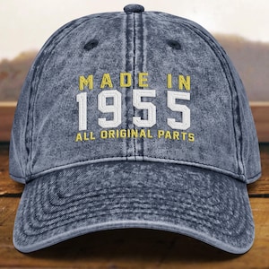 70th Birthday gift • Vintage Embroidered Hat for 70th Birthday • Born In 1955 Cotton Twill Cap