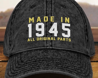 80th Birthday gift • Vintage Embroidered Hat for 80th Birthday • Born In 1945 Cotton Twill Cap