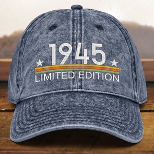 80th birthday gift for men And women • 80th Birthday Vintage Embroidered Dad Hat • Born In 1945 Cotton Twill Cap • 80th Birthday Gift