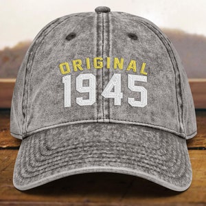 80th Birthday Party Gift • Embroidered Vintage Style Hat for 80th Birthday • Born In 1945 Cotton Twill Cap