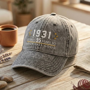 95th Birthday Gift Custom Embroidered Hat • Aged to Perfection 1931 • Personalized Vintage Dad Hat