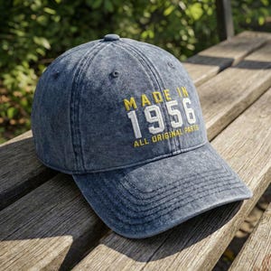 70th Custom Birthday Embroidered Hat • Born in 1956 Headwear Gift • Personalized Cotton Twill Cap
