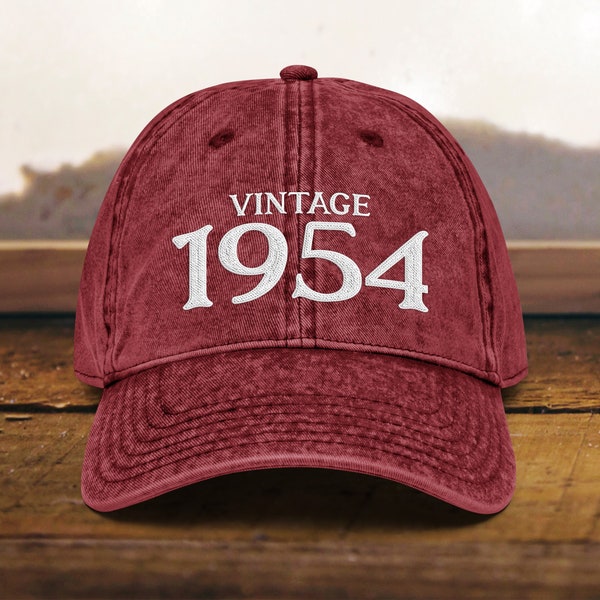 70th Birthday Vintage Embroidered hat Dad Hat • Born In 1954 Vintage Cotton Twill Cap • 70th Birthday Gift