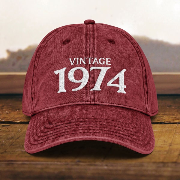 50th Birthday Vintage Embroidered hat Dad Hat • Born In 1974 Vintage Cotton Twill Cap • 50th Birthday Gift