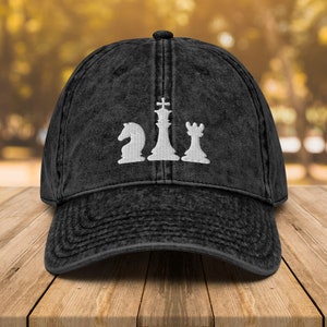 Chess Vintage Cotton Twill Cap • Chess Player Dad Hat • Ches Pieces Embroidered Hat • Gift For Chess Player