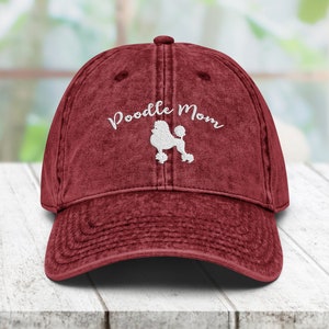 Poodle Vintage Cotton Twill Cap • Dog Lover Dad Hat • Poodle Embroidered Hat