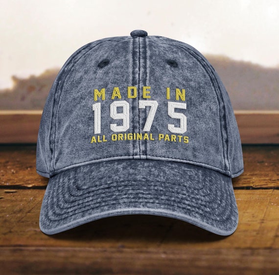 50th Birthday gift • Vintage Embroidered Hat for 50th Birthday • Born In  1975 Cotton Twill Cap