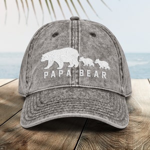 Papa Bear Embroidered Vintage Style Hat • Papa Cotton Twill Cap • Gift for Dad • New Father Gift