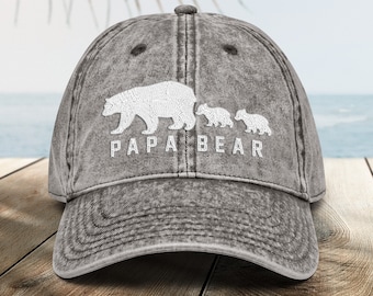 Papa Bear Embroidered Vintage Style Hat • Papa Cotton Twill Cap • Gift for Dad • New Father Gift