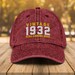 90th birthday gift for men And women • 90th Birthday Vintage Embroidered Dad Hat • Born In 1932 Cotton Twill Cap